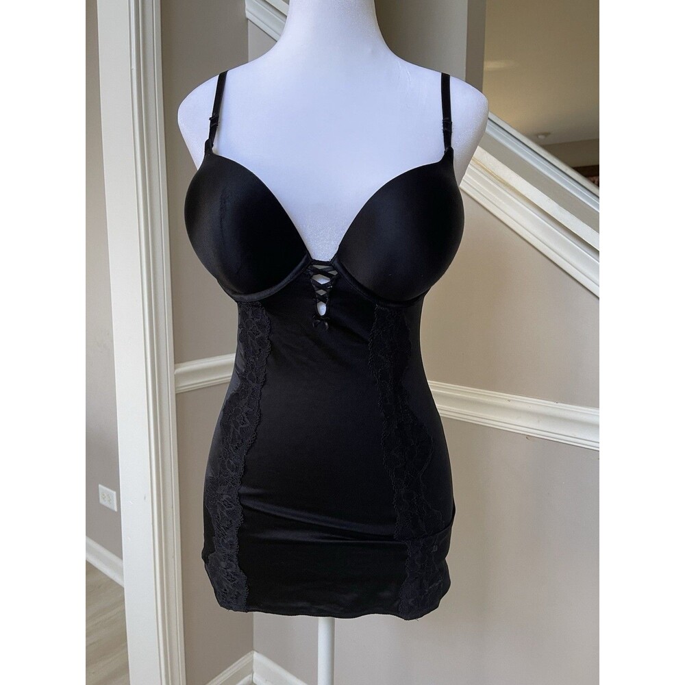 Victoria's Secret Black One Piece Shapewear 34C Lace Slimming Whimsigoth Sexy